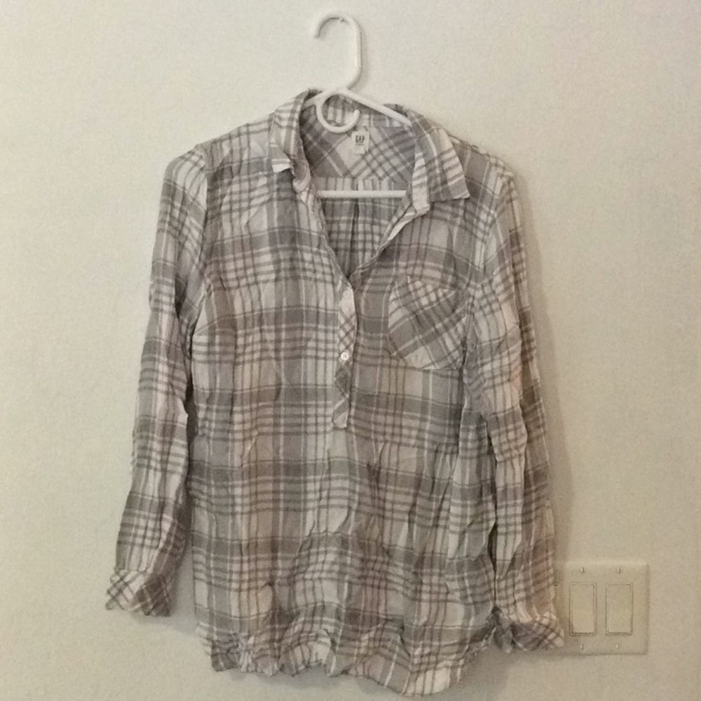 Plaid Flannel Maternity Tunic Shirt